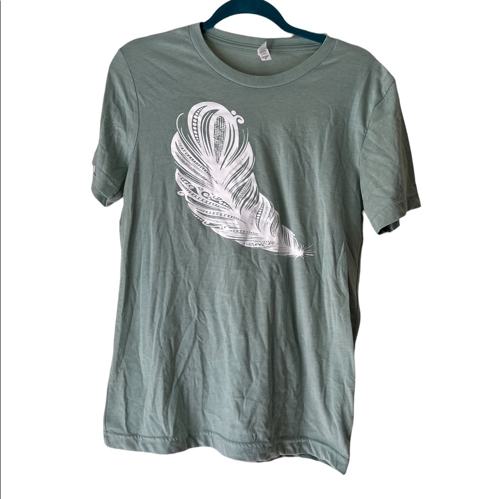 Bella canvas  sage green Tee with feather